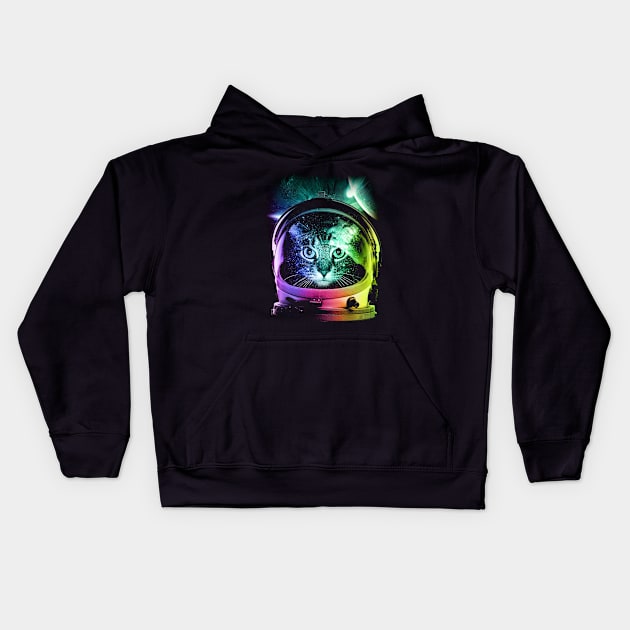 Space Cat V.II Kids Hoodie by clingcling